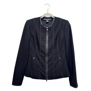 Ralph Lauren Black Label Made in Italy Wool Leather Jacket Preppy Moto Black 2